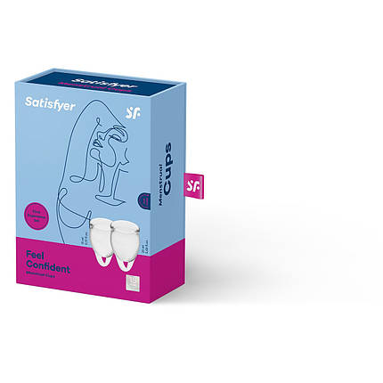 Набір менструальних чаш Satisfyer Feel Confident Menstrual Cup 15 мл та 20 мл, прозорі, фото 2