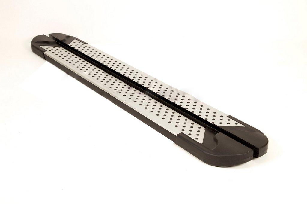 Бокові пороги Allmond Grey (2 шт., алюм.) для Nissan Navara/NP300 2016-2024, фото 1