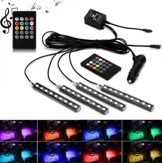 Універсальне RGB led підсвічування з мікрофоном APP для салону авто - фото 2 - id-p2111971961