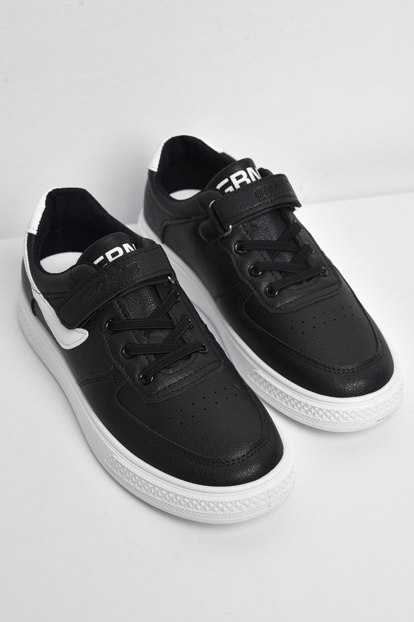 Кросівки дитячі чорного кольору на ліпучці та шнурівці 174508T Безкоштовна доставка, фото 1