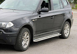 Бокові пороги KB001 (нерж) 60 мм для BMW X3 E-83 2003-2010 рр