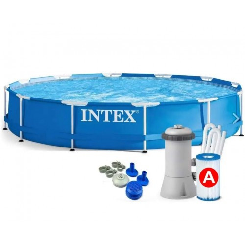 Круглий каркасний басейн Intex 28212 (366 х 76 см), з картриджним фільтром