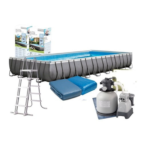 Великий каркасний басейн Intex 26374 (975х488х132 см) з пісочним фільтр-насосом і сходами, 54368л