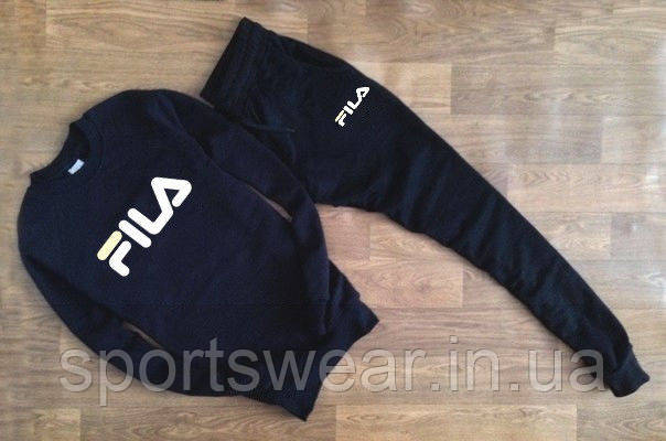 Чорний спортивний костюм FILA (Біле лого) "" В стилі Fila ""