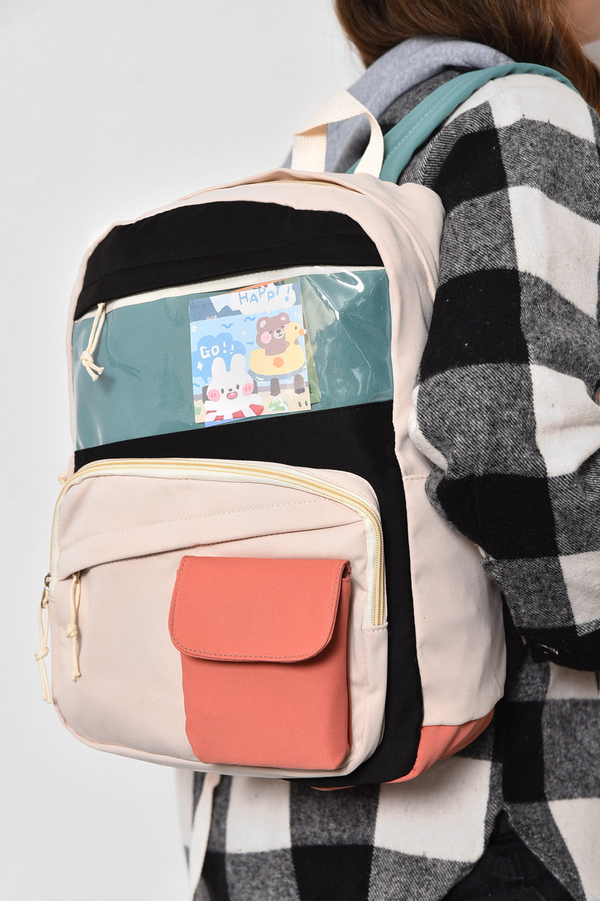 Жіночий рюкзак текстильний бежевого кольору 173421S