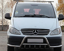 Кенгурятник WT003 з вусами (нерж.) для Mercedes Vito W639 2004-2015рр