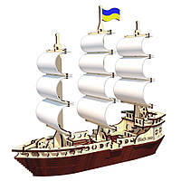 Дерев'яний конструктор "Вітрильний Корабель" Pazly OPZ-008, 148 деталей, Land of Toys