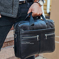 Мужская кожаная сумка для ноутбука и документов Tiding Bag MK 3328 черная