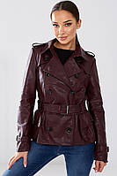 Куртка женская из экокожи бордового цвета р.S 174006M