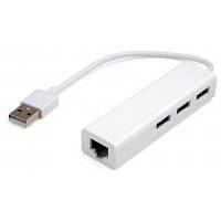 Концентратор Vinga 3xUSB2.0 + RJ45 100Mbps (VCP2H3USB2LANWH) o