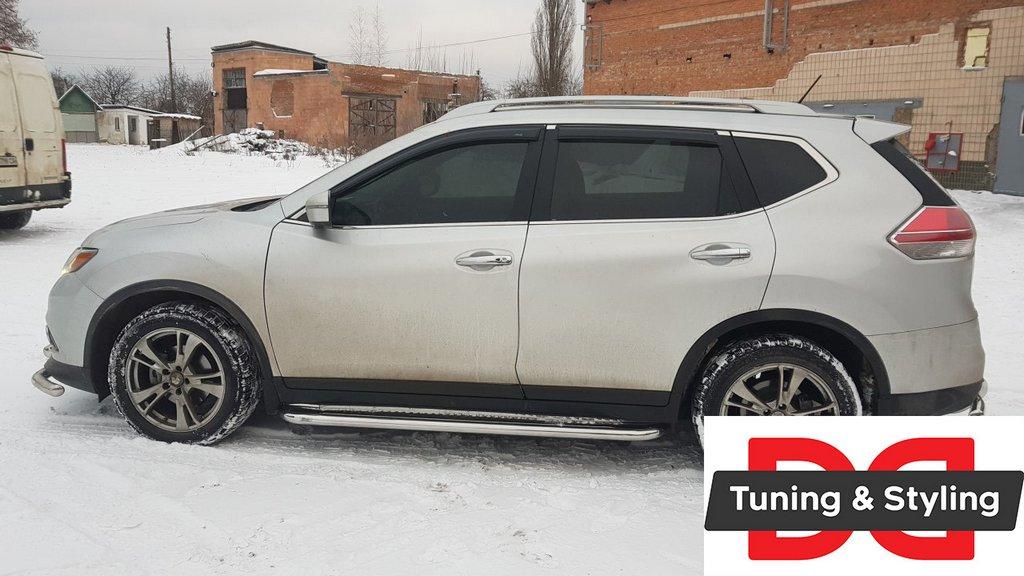 Бокові пороги Premium (2 шт., нерж.) Ø60 для Nissan X-trail T32 / Rogue 2014-2021 рр, фото 1