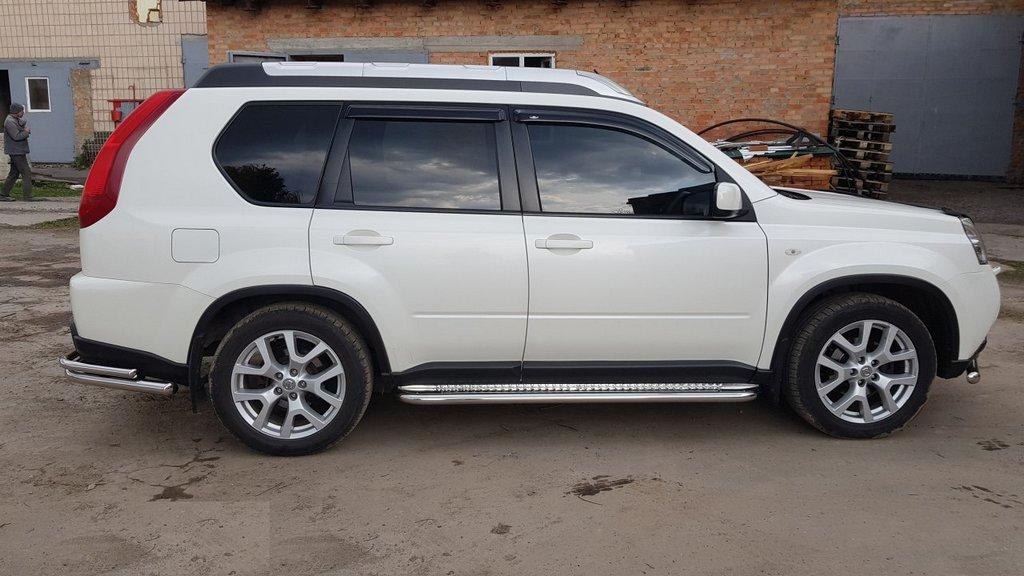 Бокові пороги Premium (2 шт., нерж.) Ø51 для Nissan X-trail T31 2007-2014рр, фото 1