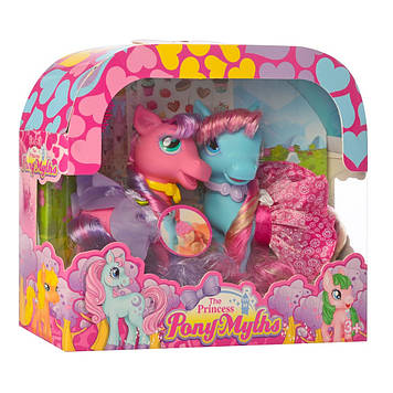 Дитячий ігровий набір з двома поні різнокольорові конячки з аксесуарами гребінець наклейки 69008