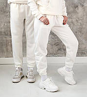 Стильные спортивные штаны мужские и женские на флисе белые