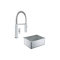 Кухонная мойка Grohe K700 с кухонным смесителем Eurocube (31574SD0 + 31395000)