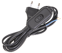 Шнур УШ-1КВ з вилкою та вимикачем 2х0,75/2м чорний IEK WUP20-02-K02
