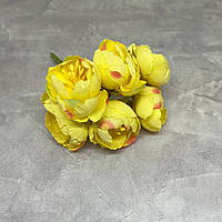 Ранункулюс Букет, размер 3-3.5 см, цвет желтый, (6 шт), Жовтий