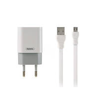 Комлект зарядного устройства Remax RP-U14m Traveller 2.4A 1USB USB МicroUSB 220V EU Белый LD, код: 8405186