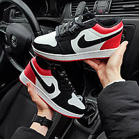 Кросівки Nike Air Jordan 1 low Black/White/Red чорні з білим червоним хорошее качество Размер 45(29см);