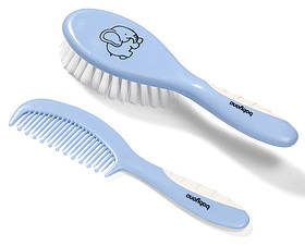 Дитяча м'яка натуральна щітка для волосся для вичісування кірочок Зоопарк Baby Ono Голубой