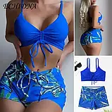Роздільний купальник ліф топом та плавки шортиками з еластану, фото 2