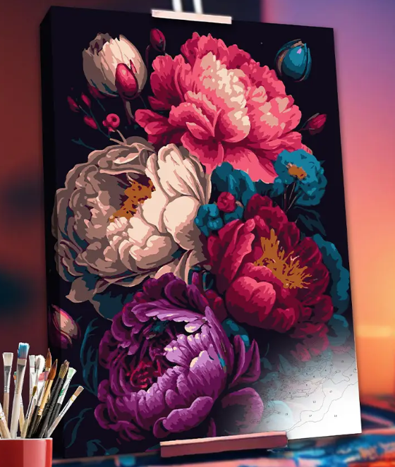 квіти картина по номерах металік