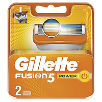 Касети для гоління Gillette Fusion Power 2шт. Оригінал (джилет фьюжн павер) леза жилет ф'южн повер