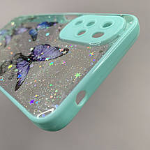 Чохол для Motorola G22 чохол з метеликами із захистом камери на телефон моторола мото г22 бірюзовий a0i, фото 4