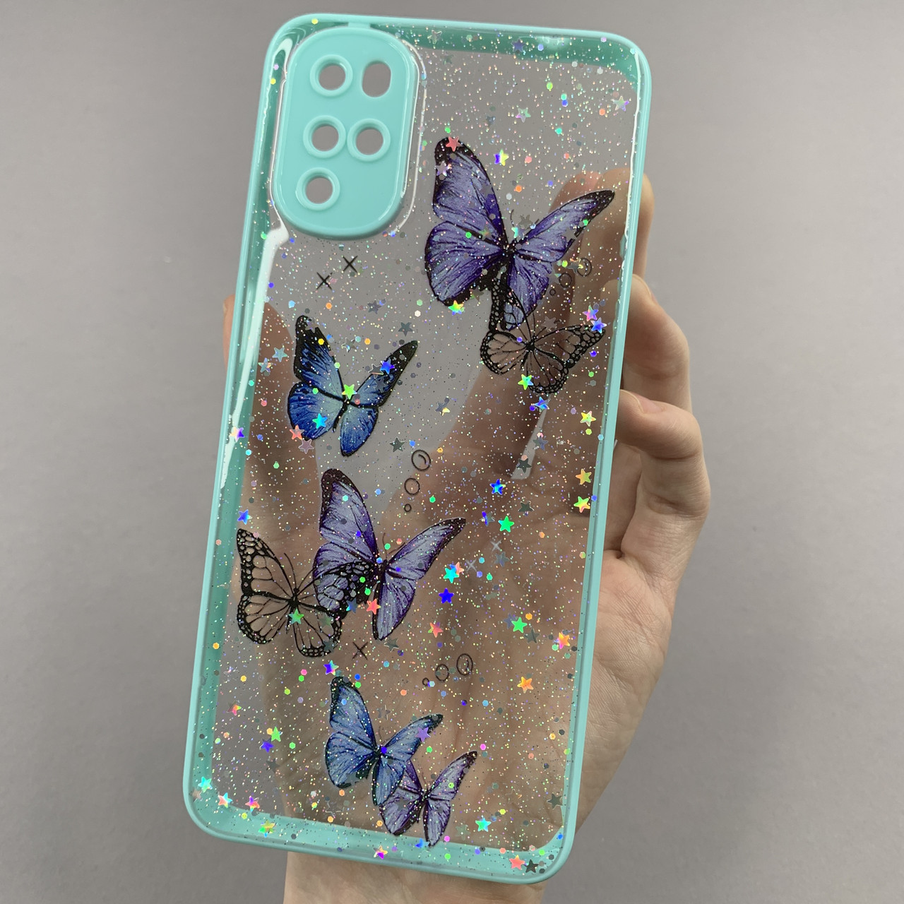 Чохол для Motorola G22 чохол з метеликами із захистом камери на телефон моторола мото г22 бірюзовий a0i