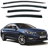 Дефлектор Окон Hyundai Sonata 2014-2019 (LF) (скотч) TopVisor c хром молдингом