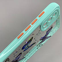 Чохол для Motorola E40 чохол з метеликами із захистом камери на телефон моторола е40 бірюзовий a0i, фото 3