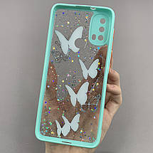 Чохол для Motorola E40 чохол з метеликами із захистом камери на телефон моторола е40 бірюзовий a0i, фото 2