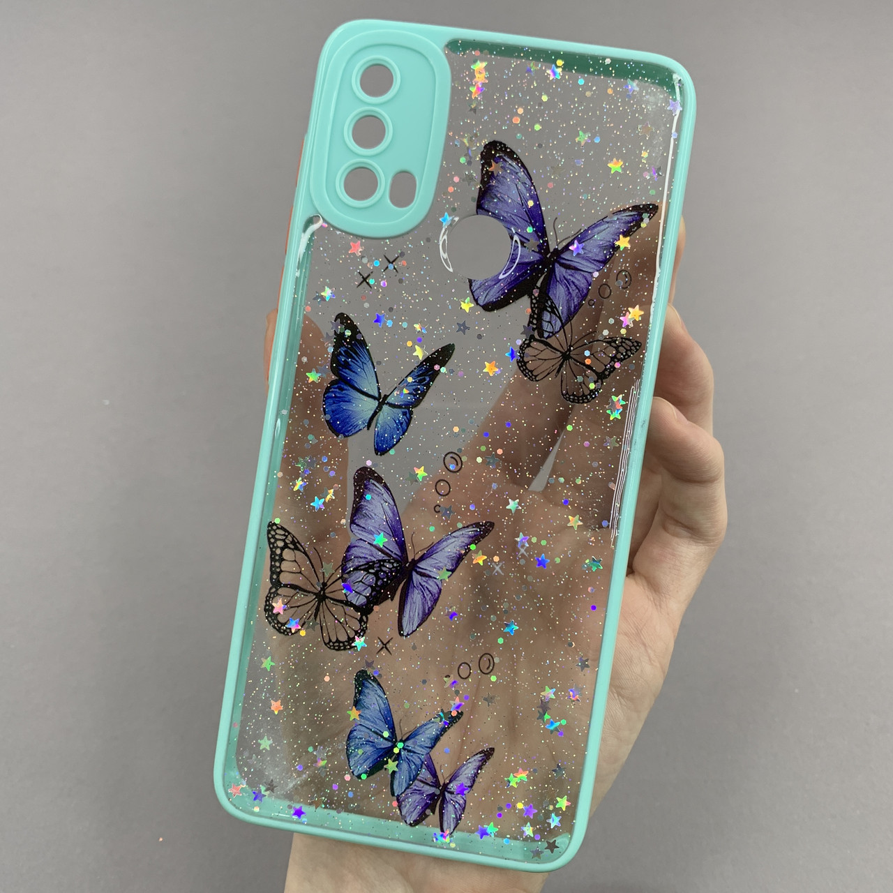 Чохол для Motorola E40 чохол з метеликами із захистом камери на телефон моторола е40 бірюзовий a0i