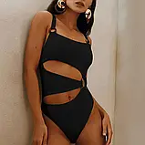 Жіночий пляжний купальник у чорно кольорі, фото 4