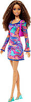 Barbie Fashionistas Doll #206 w Crimped Hair HJT03 Mattel Лялька Барбі Модниця з веснянками в райдужній сукні