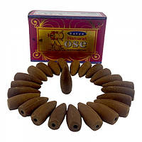 Конусы жидкий дым Satya Natural Rose Backflow Dhoop Cone Роза 24 конуса