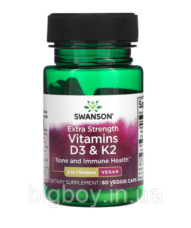 Swanson, вітамини D3(5000iu) + K2(100mcg), 60 капс