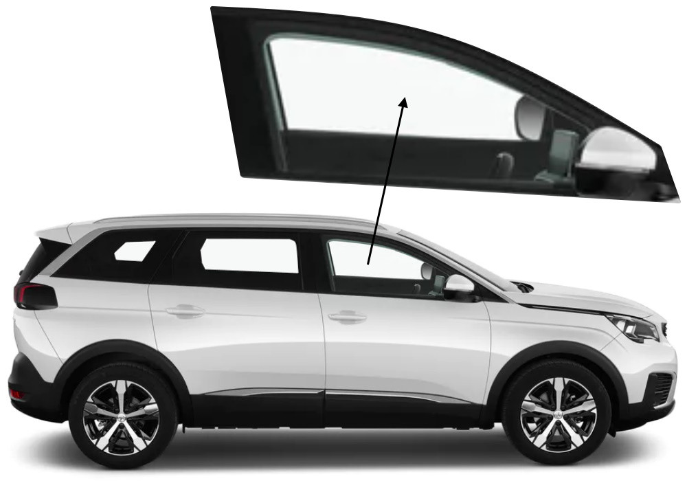 Бічне скло Peugeot 5008 2016-2023 передніх дверей праве