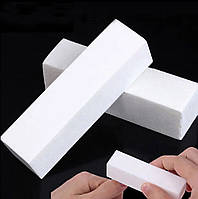 Баф (1 шт.) однотонный 4х сторонний (9,5 см) для шлифовки, полировки ногтевой пластины и коррекции формы Белый