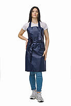 Фартух водонепроникний з нагрудником темно-синій, регульована довжина на шиї, фото 3