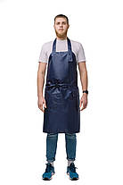 Фартух водонепроникний з нагрудником темно-синій, регульована довжина на шиї, фото 4