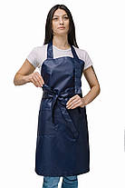 Фартух водонепроникний з нагрудником темно-синій, регульована довжина на шиї, фото 5