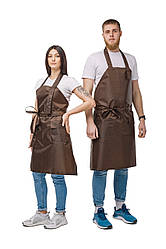 Фартух непромокаючий з нагрудником з регулятором довжини на шиї коричневий