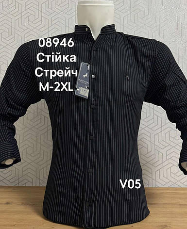 Приталена сорочка з довгим рукавом в полоску Black Stone V05, фото 1