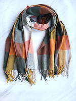 Шарф женский осень-зима в клетку с кистями Без бренду 180х70 см Разноцветный