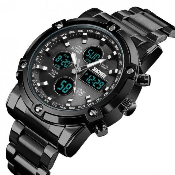 Чоловічий наручний кварцовий годинник Skmei Molot Limited AllBlack (Чорний), фото 1