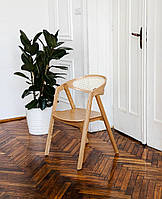 Дизайнерский стул "GURU Сane " деревянный спинка с ротангом