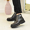 Черевики жіночі на товстій підошві, натуральна шкіра. Колір чорний, фото 4