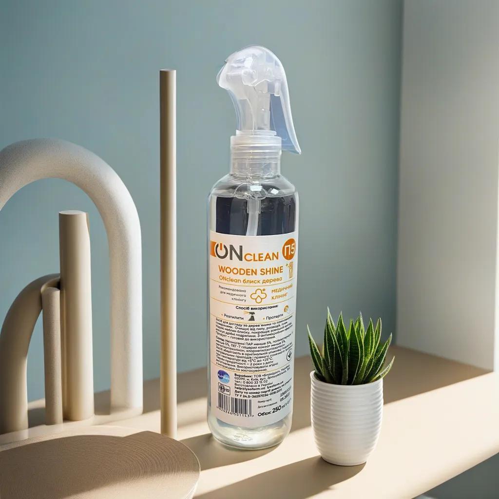 Ефективний засіб для догляду за меблями ONclean блиск дерева 250 мл , спрей для дерев'яних виробів, фото 1