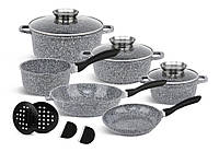 "Гармония Гранита" Набор кухонной посуды 13 предметов от Edenberg (серый, модель EB-8149)